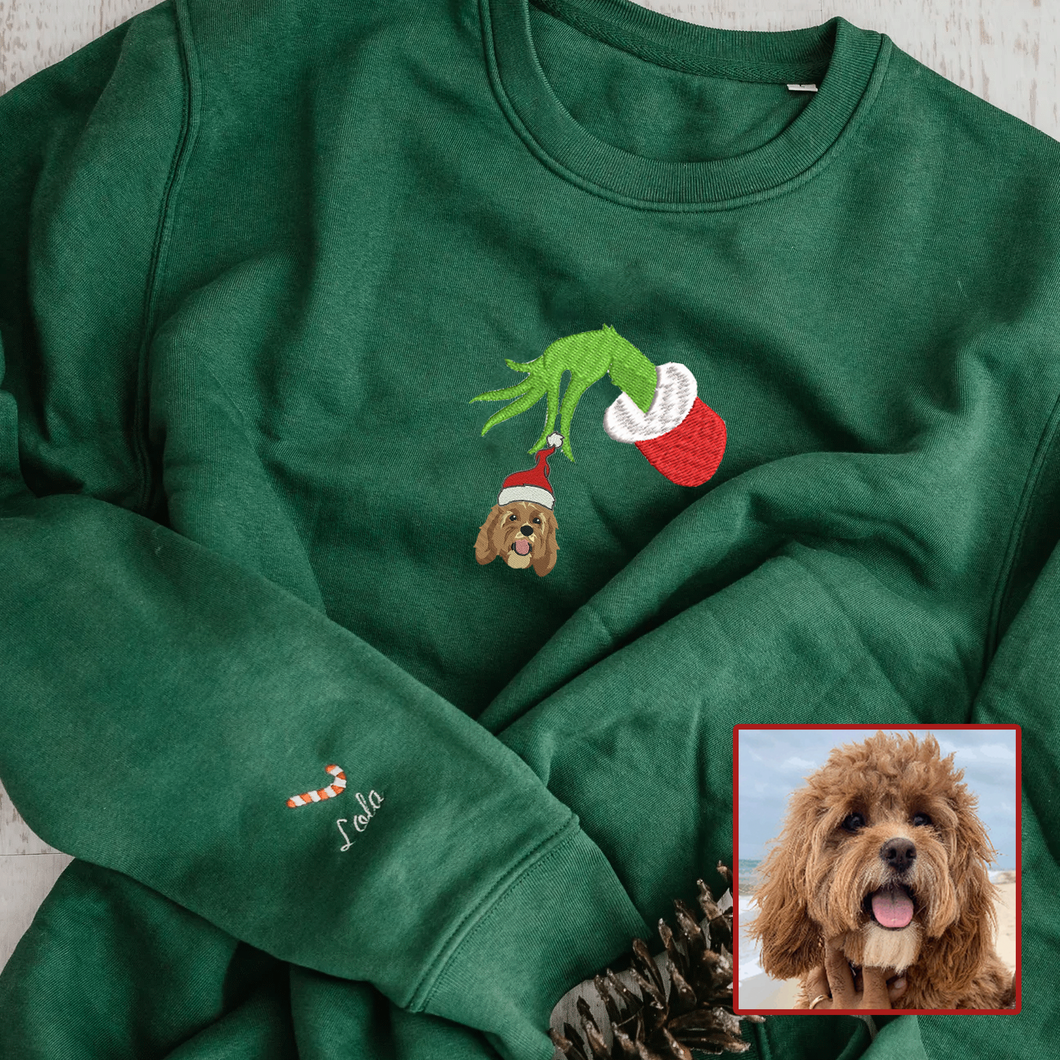 Personalized Embroidered Christmas The G-r-i-n-c-h Pet Dog Cat Hoodie Sweatshirt T-Shirt