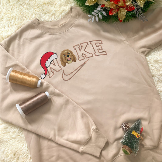 Personalized Embroidered Pet Dog Cat Christmas Hat Hoodie Sweatshirt T-Shirt