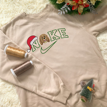 Personalized Embroidered Pet Dog Cat Christmas Hat Hoodie Sweatshirt T-Shirt