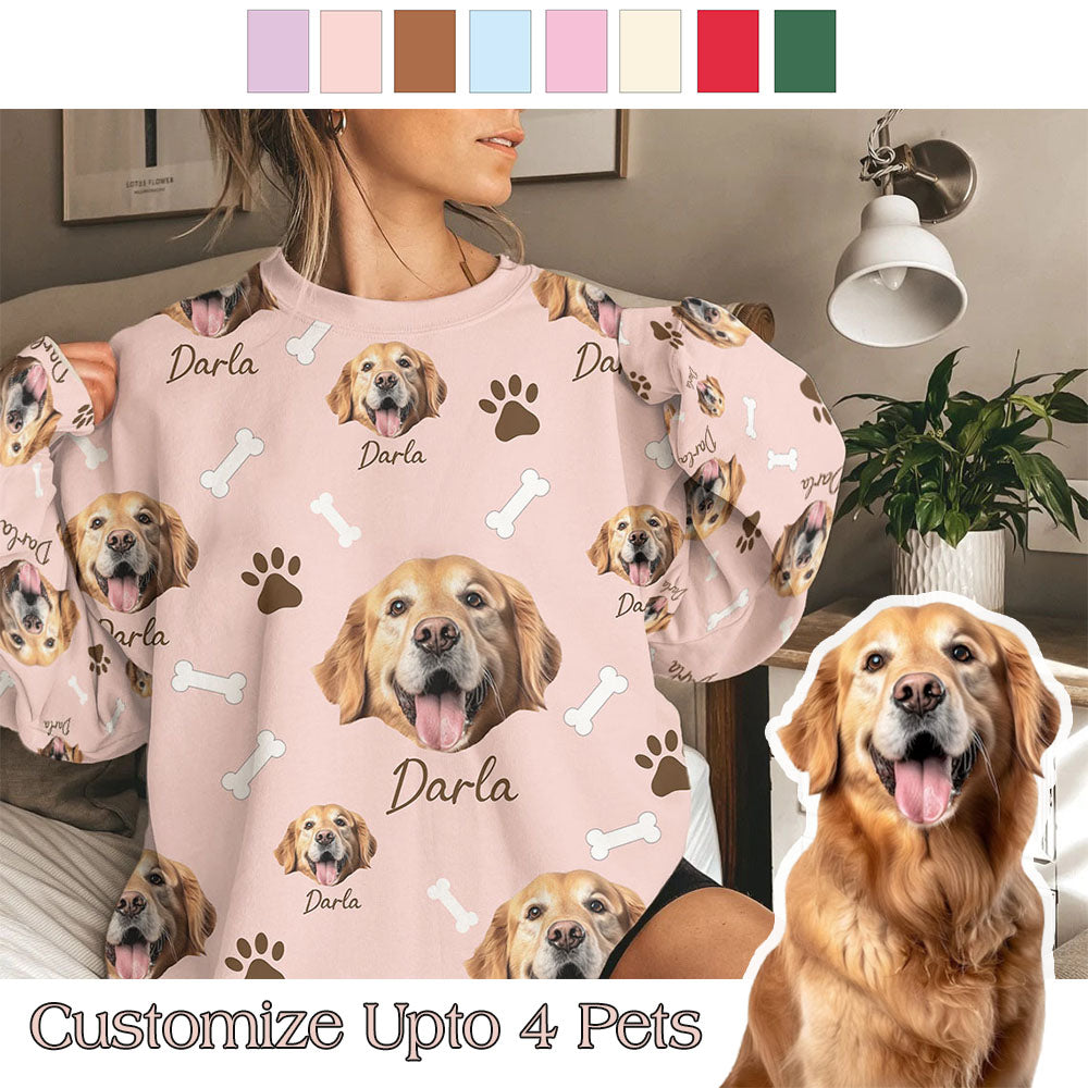 Personalized Pet Dog Cat Photo And Name Custom Sweatshirt