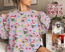 Load image into Gallery viewer, Personalized Pet Dog Cat Christmas Light Imitation Knitted Sweatshirt
