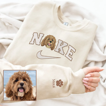 Load image into Gallery viewer, Personalized Embroidered Pet Dog Cat With Name On Sleeve Hoodie Sweatshirt T-Shirt
