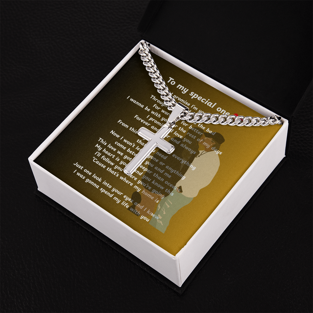Personalized To My Special One Cuban Link Chain with Engraved Artisan Cross