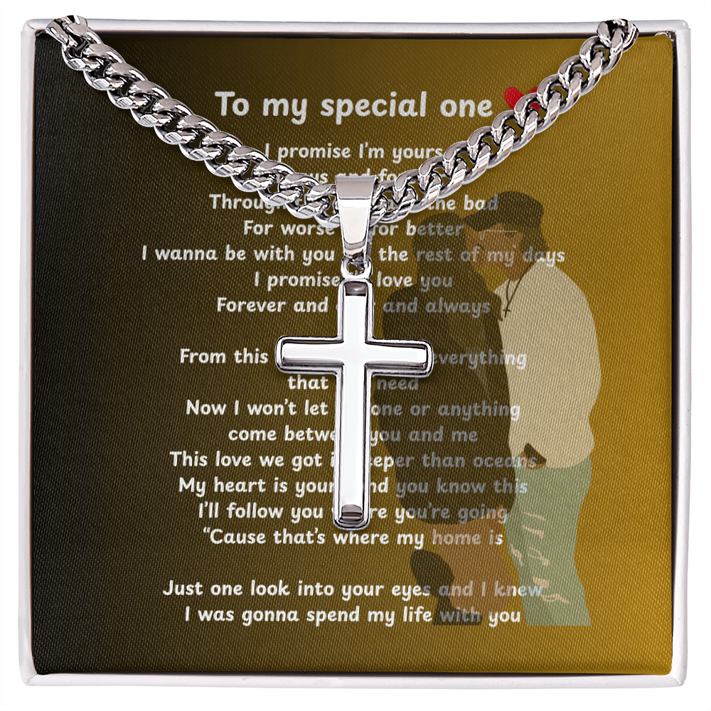 Personalized To My Special One Cuban Link Chain with Engraved Artisan Cross