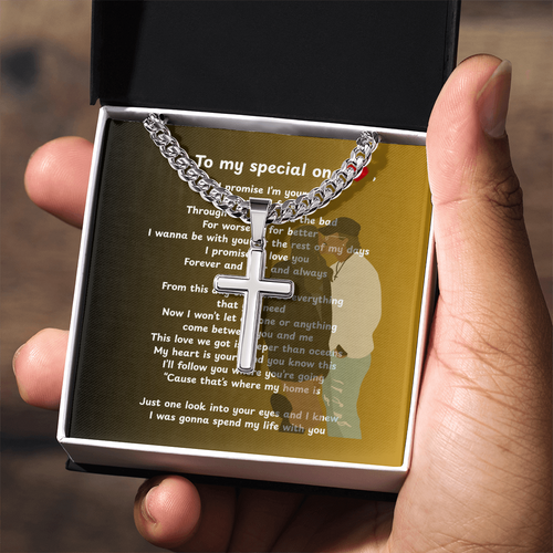 Personalized To My Special One Cuban Link Chain with Engraved Artisan Cross