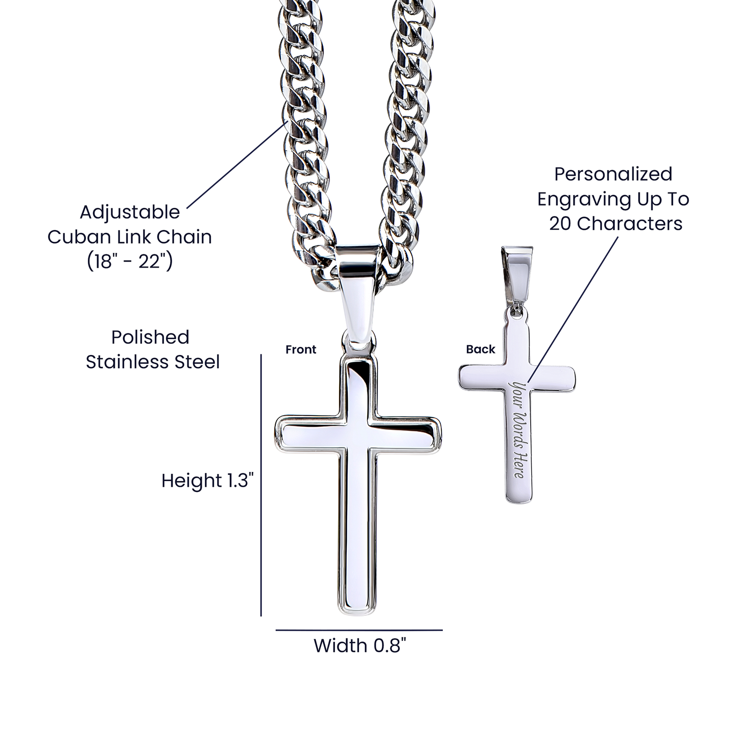 Personalized To My Special One Cuban Link Chain with Engraved Artisan Cross