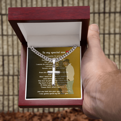 Personalized To My Special One Cuban Link Chain with Engraved Artisan Cross