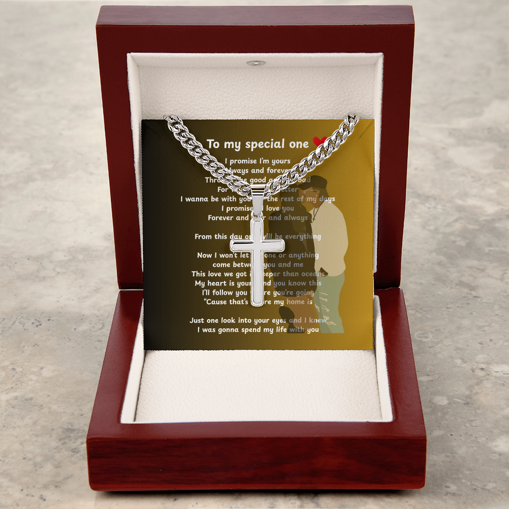 Personalized To My Special One Cuban Link Chain with Engraved Artisan Cross