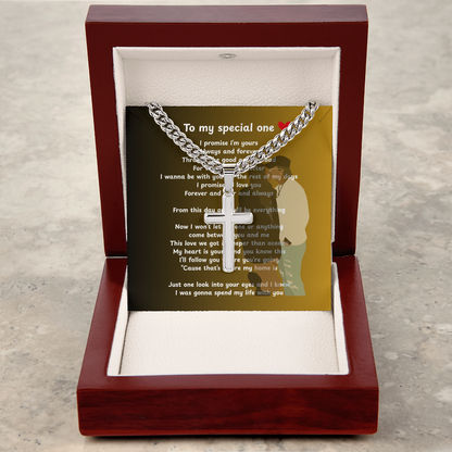 Personalized To My Special One Cuban Link Chain with Engraved Artisan Cross