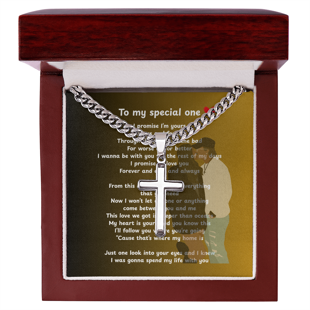 Personalized To My Special One Cuban Link Chain with Engraved Artisan Cross