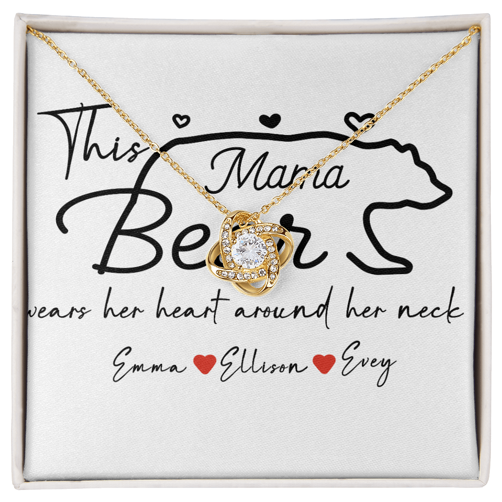 Personalized Mama Bear Love Knot Necklace