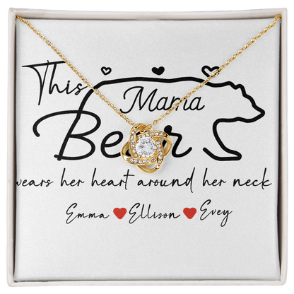 Personalized Mama Bear Love Knot Necklace