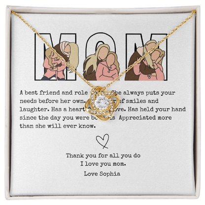 Personalize Mom Love Knot Necklace