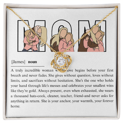 Personalize Mom Love Knot Necklace