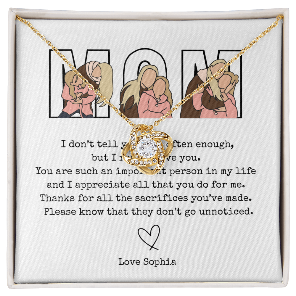 Personalize Mom Love Knot Necklace