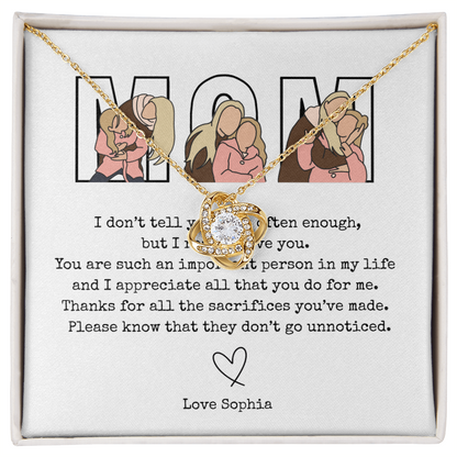 Personalize Mom Love Knot Necklace