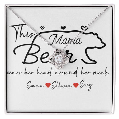 Personalized Mama Bear Love Knot Necklace