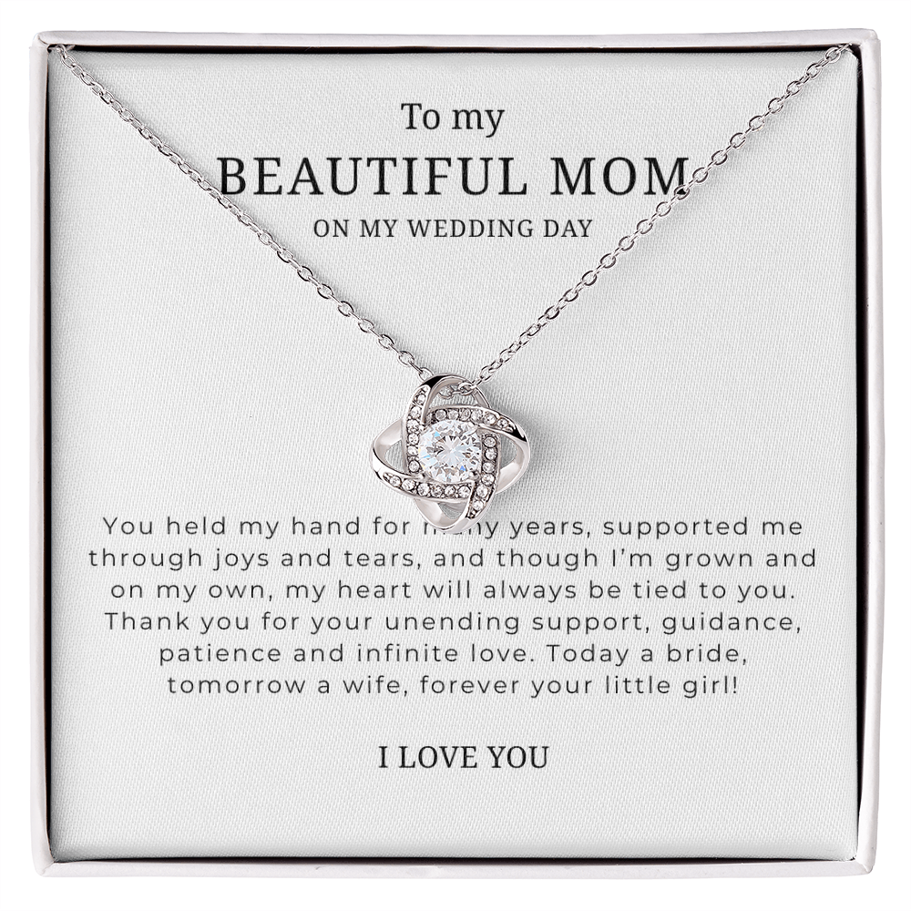 To My Beautiful Mom On My Wedding Day Interlocking Hearts Necklace