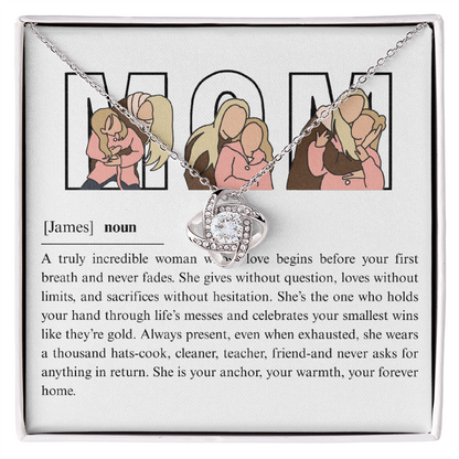 Personalize Mom Love Knot Necklace