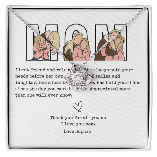 Personalize Mom Love Knot Necklace