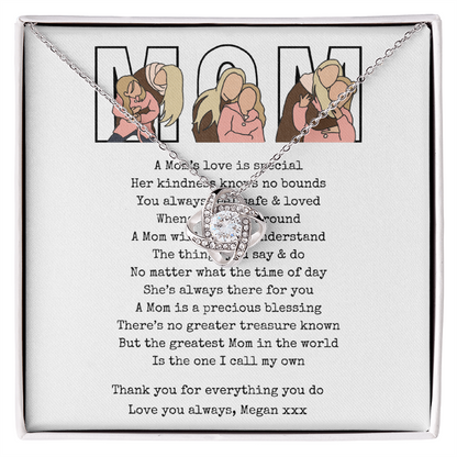 Personalize Mom Love Knot Necklace