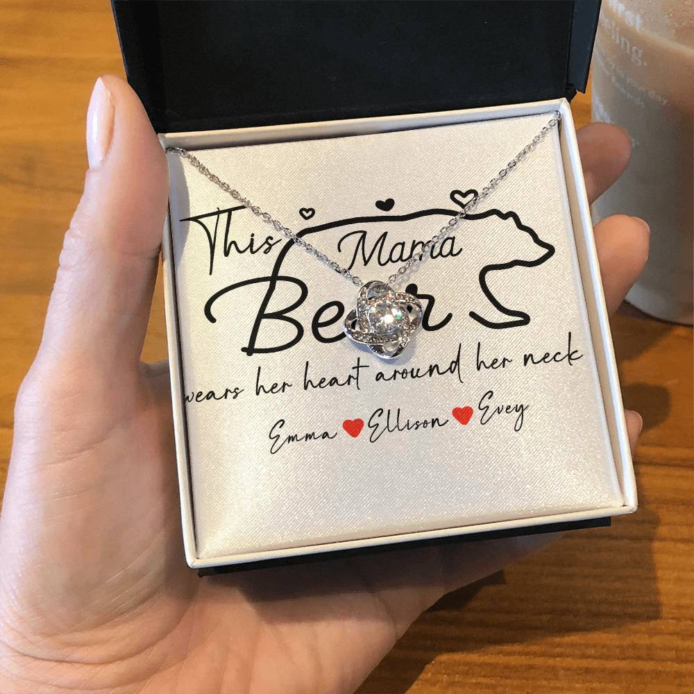 Personalized Mama Bear Love Knot Necklace
