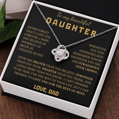 To My Daughter Love Knot Necklace
