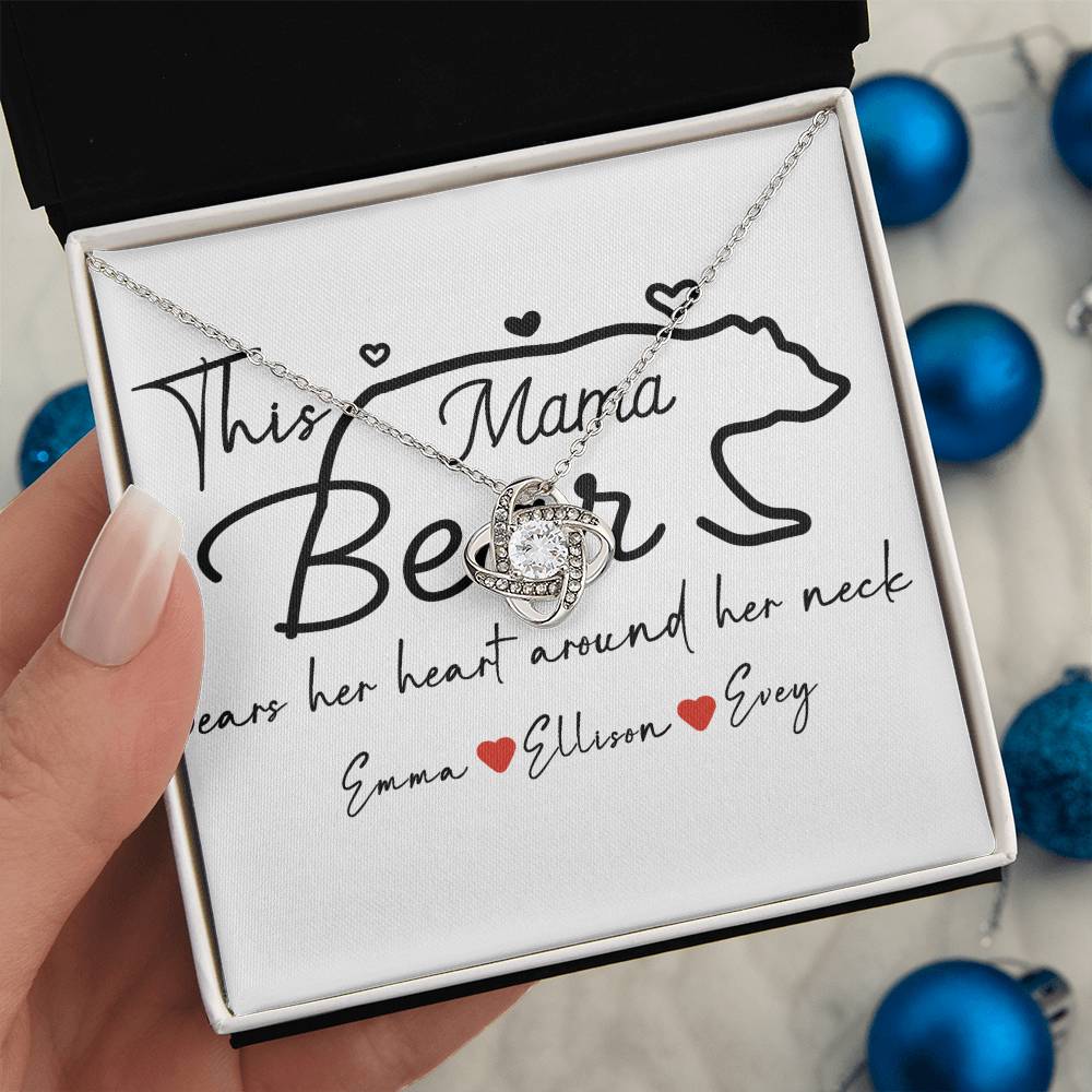 Personalized Mama Bear Love Knot Necklace