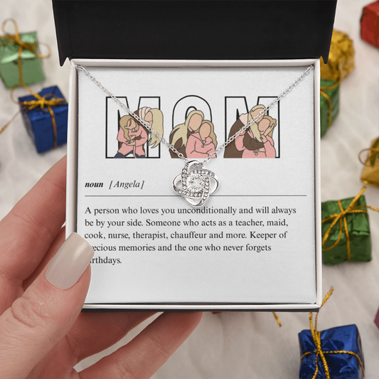 Personalized Mom Love Knot Necklace