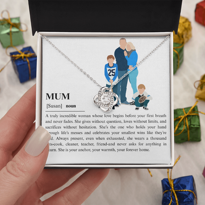 Personalize Mum Love Knot Necklace