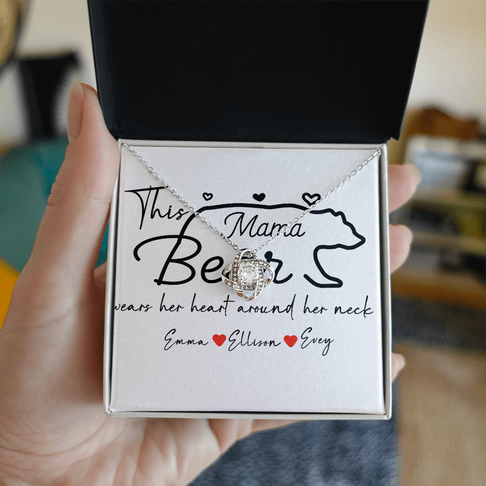 Personalized Mama Bear Love Knot Necklace