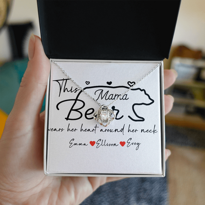 Personalized Mama Bear Love Knot Necklace