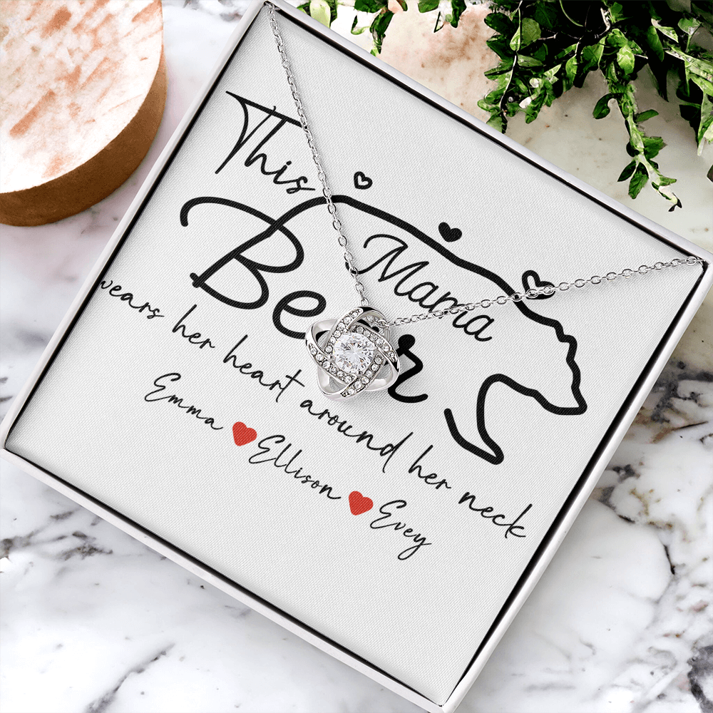 Personalized Mama Bear Love Knot Necklace
