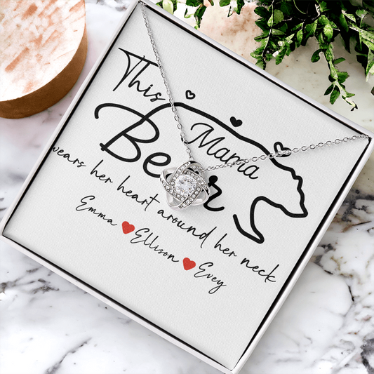 Personalized Mama Bear Love Knot Necklace