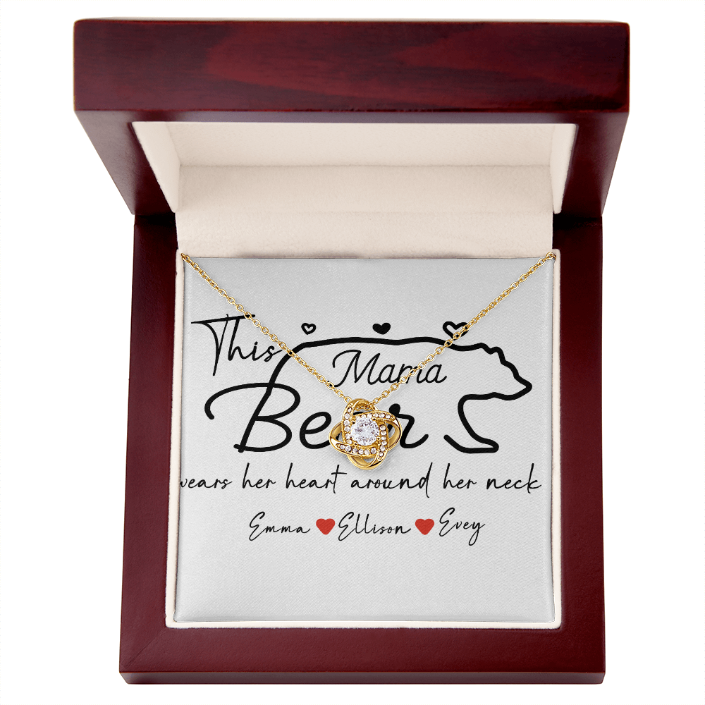 Personalized Mama Bear Love Knot Necklace