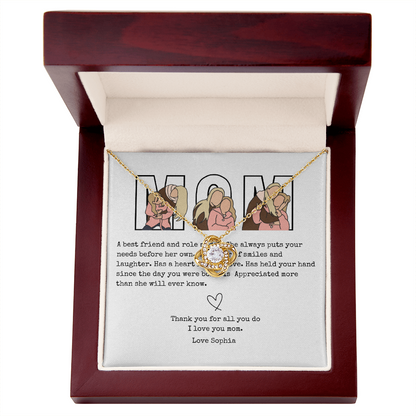 Personalize Mom Love Knot Necklace