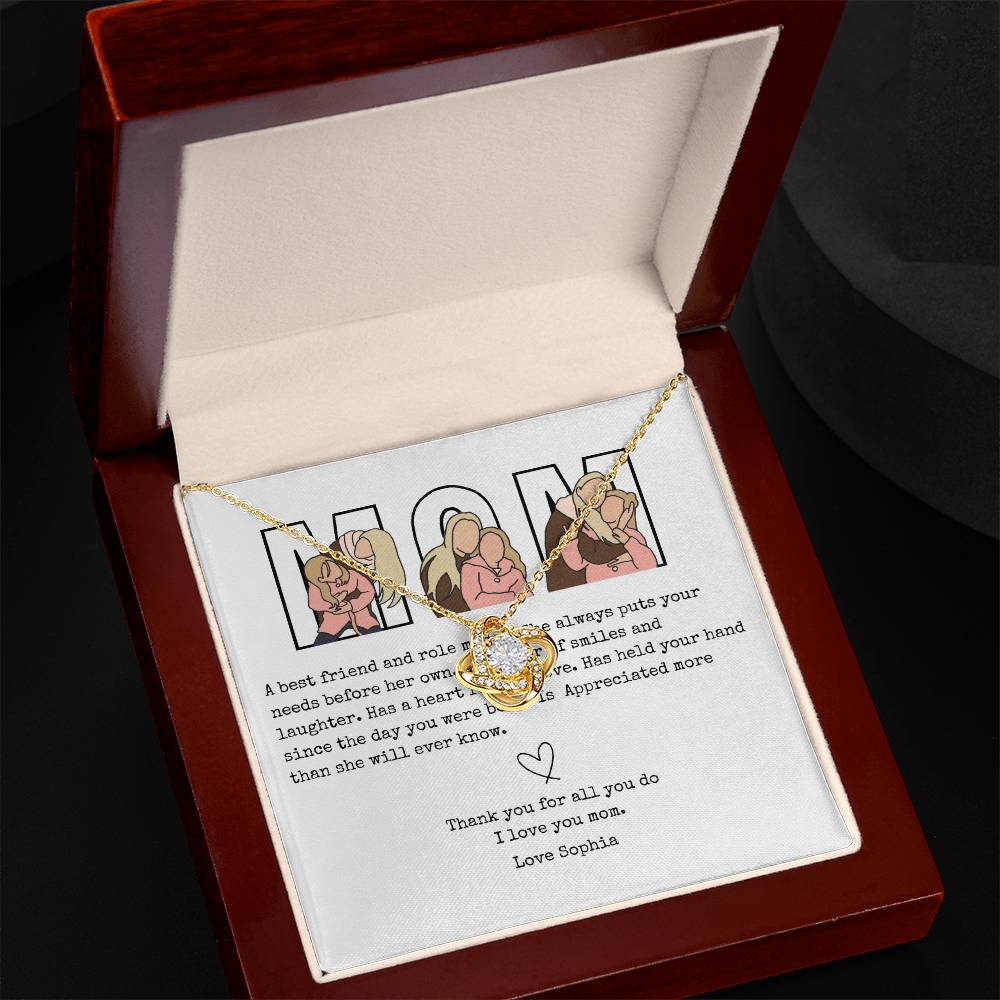 Personalize Mom Love Knot Necklace