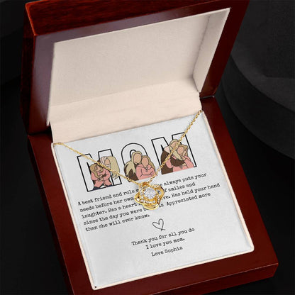 Personalize Mom Love Knot Necklace