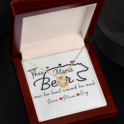 Personalized Mama Bear Love Knot Necklace