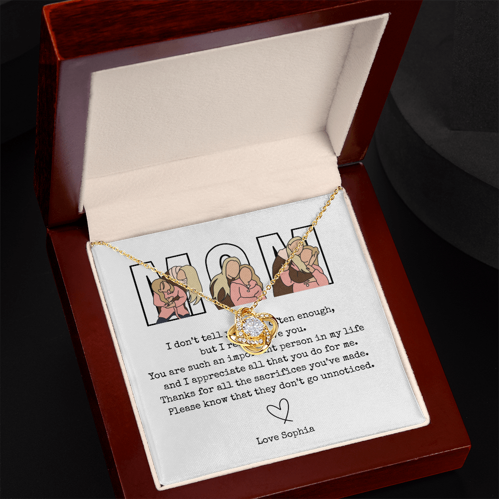 Personalize Mom Love Knot Necklace