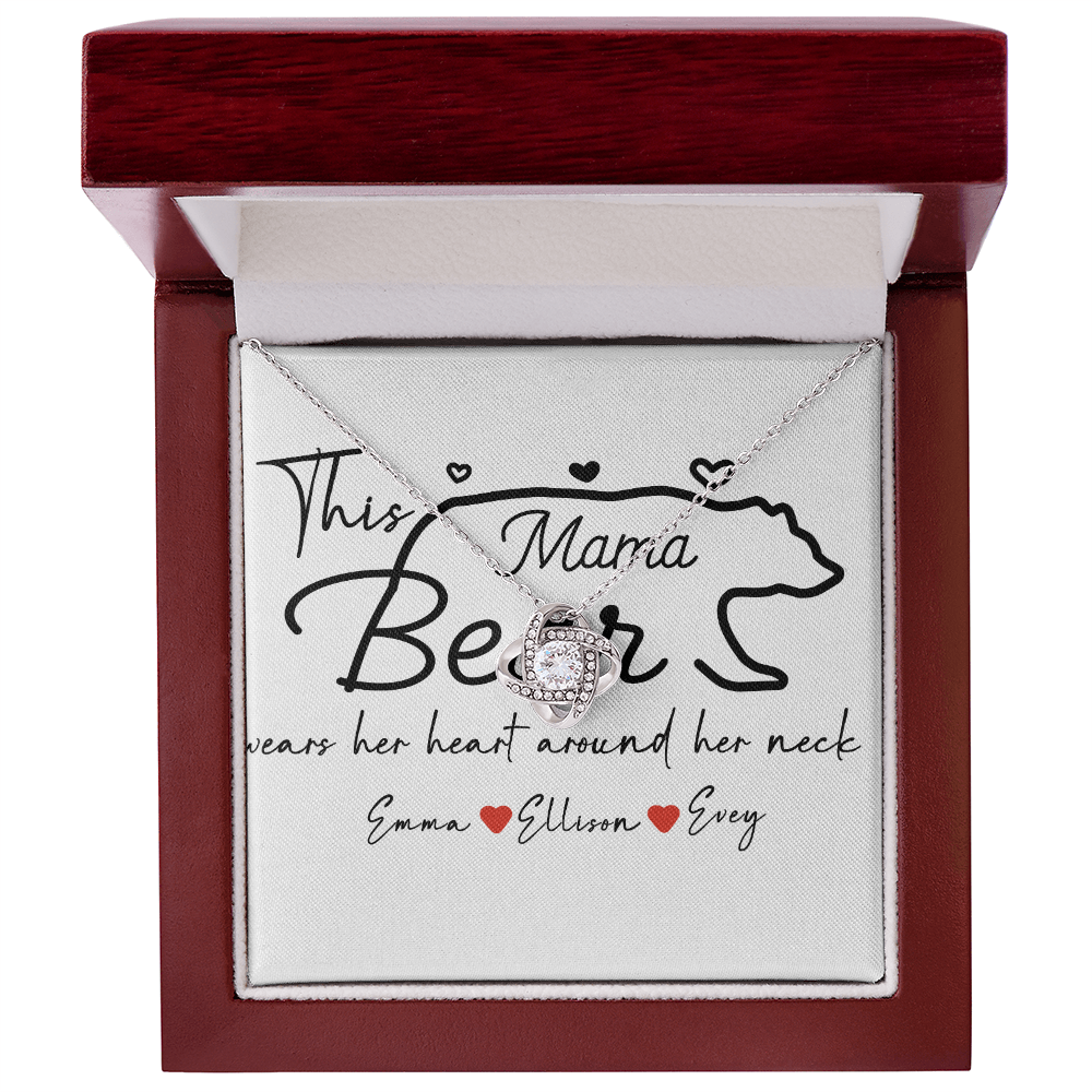 Personalized Mama Bear Love Knot Necklace