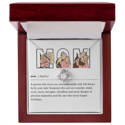 Personalized Mom Love Knot Necklace