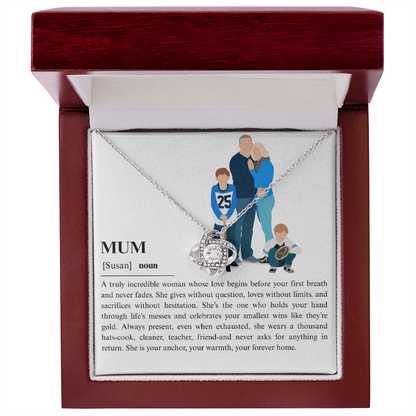 Personalize Mum Love Knot Necklace
