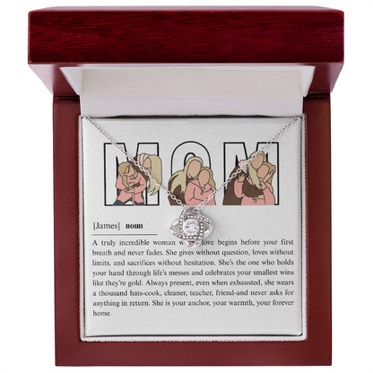 Personalize Mom Love Knot Necklace