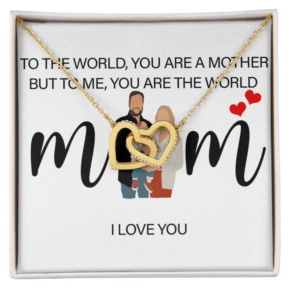 Personalized Mom I Love You Interlocking Hearts Necklace