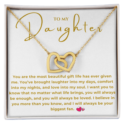 To My Daughter Interlocking Hearts Necklace