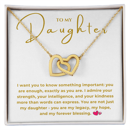 To My Daughter Interlocking Hearts Necklace