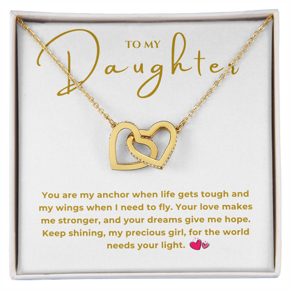 To My Daughter Interlocking Hearts Necklace