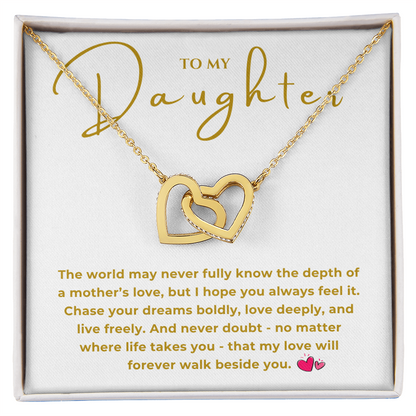 To My Daughter Interlocking Hearts Necklace