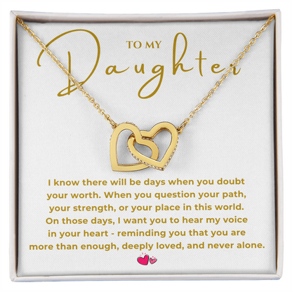 To My Daughter Interlocking Hearts Necklace